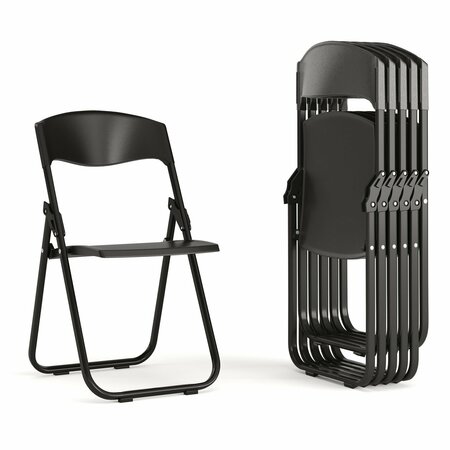 FLASH FURNITURE Black Plastic Folding Chair 6-RUT-I-BLACK-GG